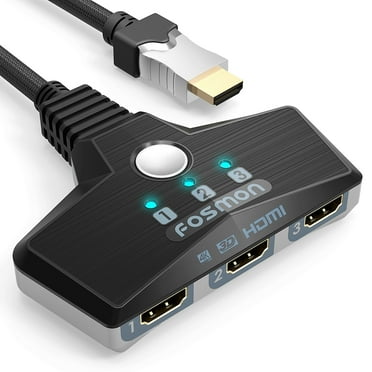Fosmon 3-Port HDMI 2.0 Switch 4K 60Hz, 3x1 Switch UHD 3D HDR Full HD 1080P 60Hz HDCP 2.2, HDMI Splitter Hub