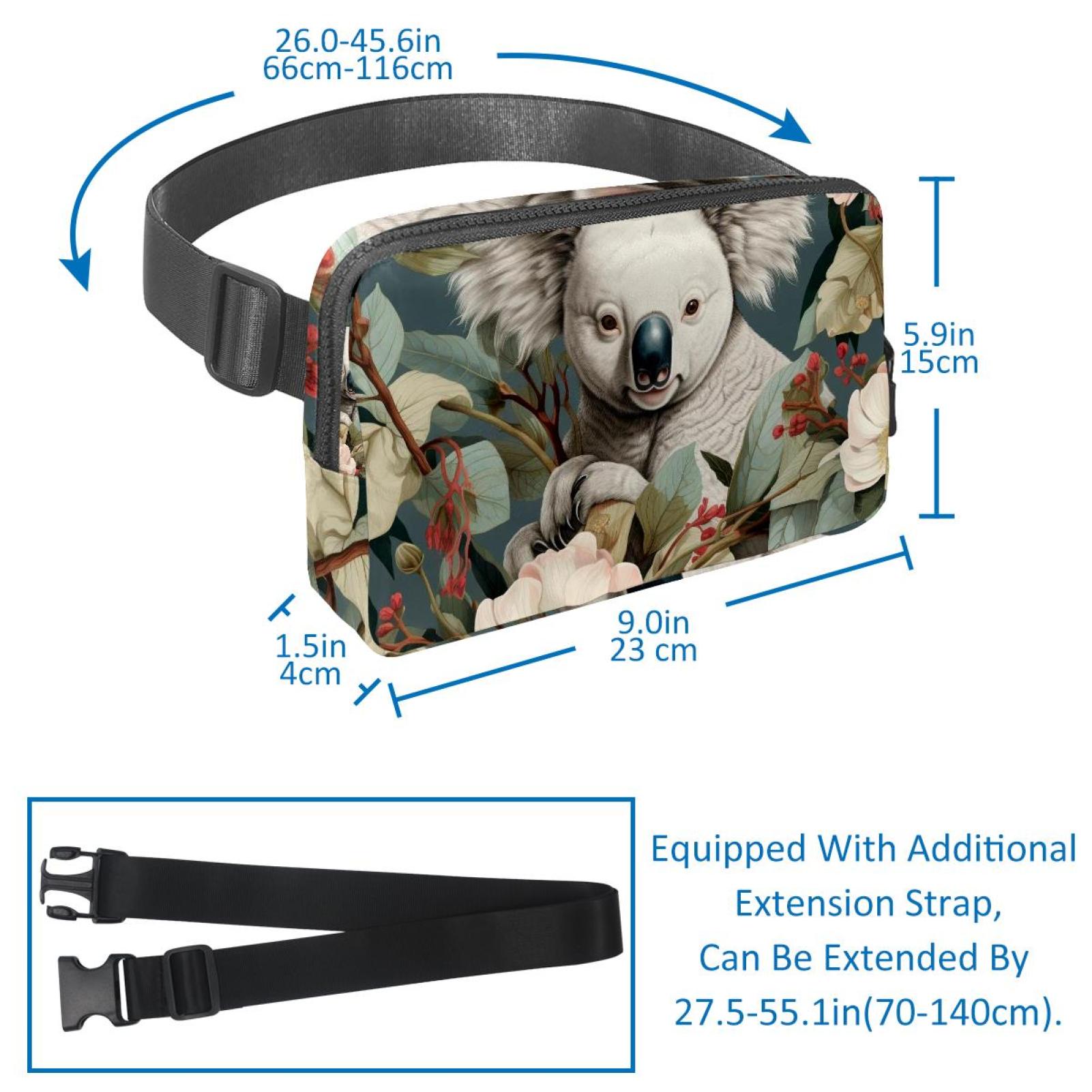 Koala Lightweight Fanny Bag Running Belt Waist Bags with Extension Strap - Unisex