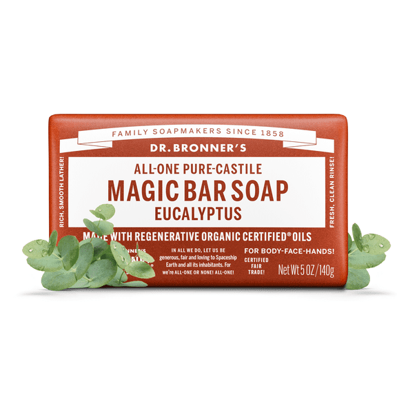 Dr.Bronner's Magic Bar Soap, Eucalyptus, Pure-Castile Soap, 5 oz