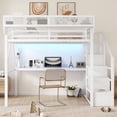 thumbnail image 3 of Newest Full Loft Bed with Desk , Charging Station, Full Size Metal Loft Bed with Stairs , Light for Teens,White, 3 of 7