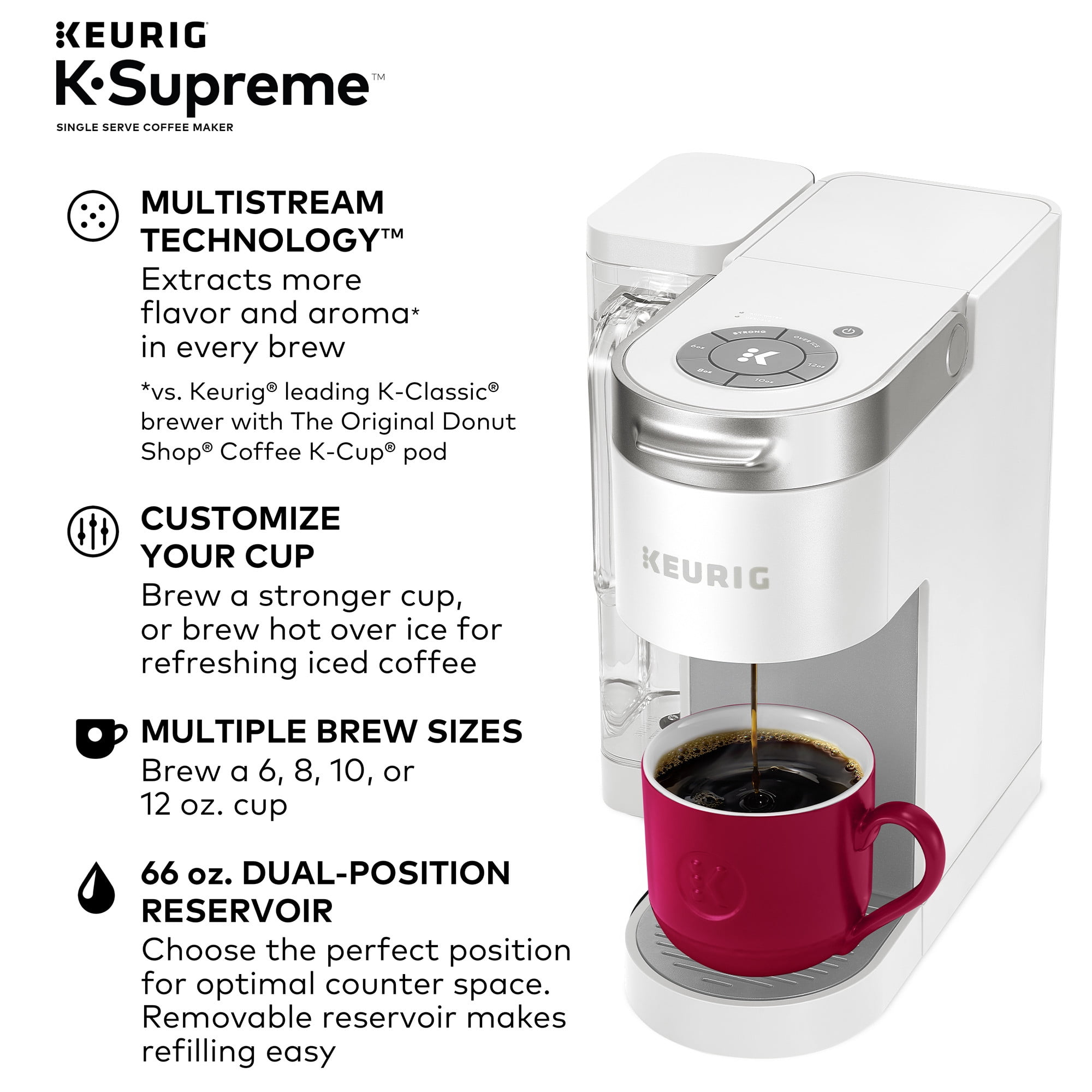 Keurig RNAB0892TW82K keurig k-supreme single serve k-cup pod coffee maker,  multistream technology, black