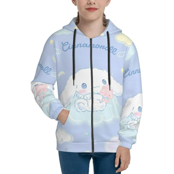 Cinnamoroll Girls Hoodie Sweatshirt Full Zip Jacket Casual Teens Hoodie with Pocket S7-8