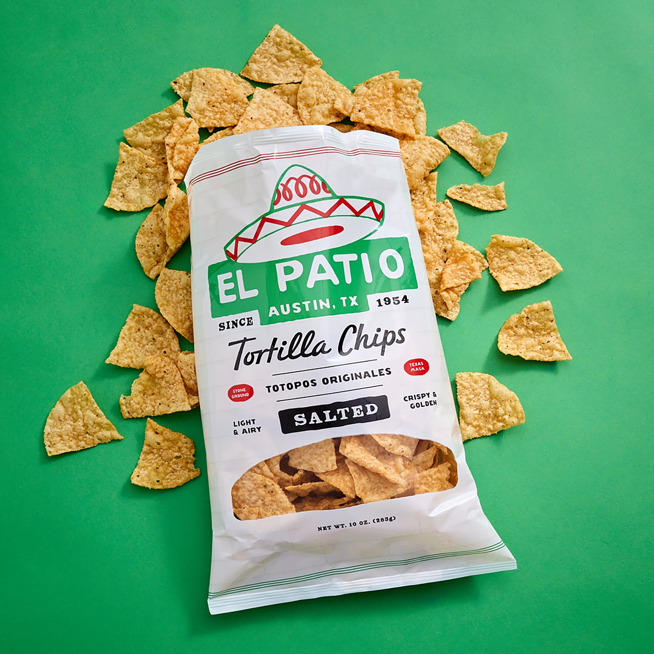 (3 pack) El Patio Salted Tortilla Chips, 10 oz Bag, Austin, Texas