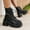 Black, variant on YOUSNH Women's Autumn and Winter Fashion Leather Lace up Platform Wedge Ankle Boots Warm and Comfortable Boots Woman Shoes Black 9