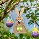 thumbnail image 4 of Colgante festivo de Pascua con forma de corazón y conejo de madera, 4 of 5