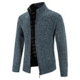thumbnail image 2 of Tawop Coats for Men Thick Stand Collar Casual Knit Sweaters Mens Clothes,Blue,M, 2 of 9