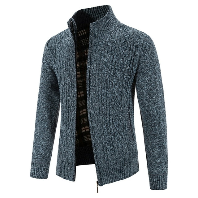 LOVZFMLL Chandails pour Hommes, Cardigan Côtelé à Col Roulé, Veste Chandail à Fermeture Éclair Col Mandarin Mode Décontractée, Hauts d'Hiver Chauds, Vêtements d'Automne