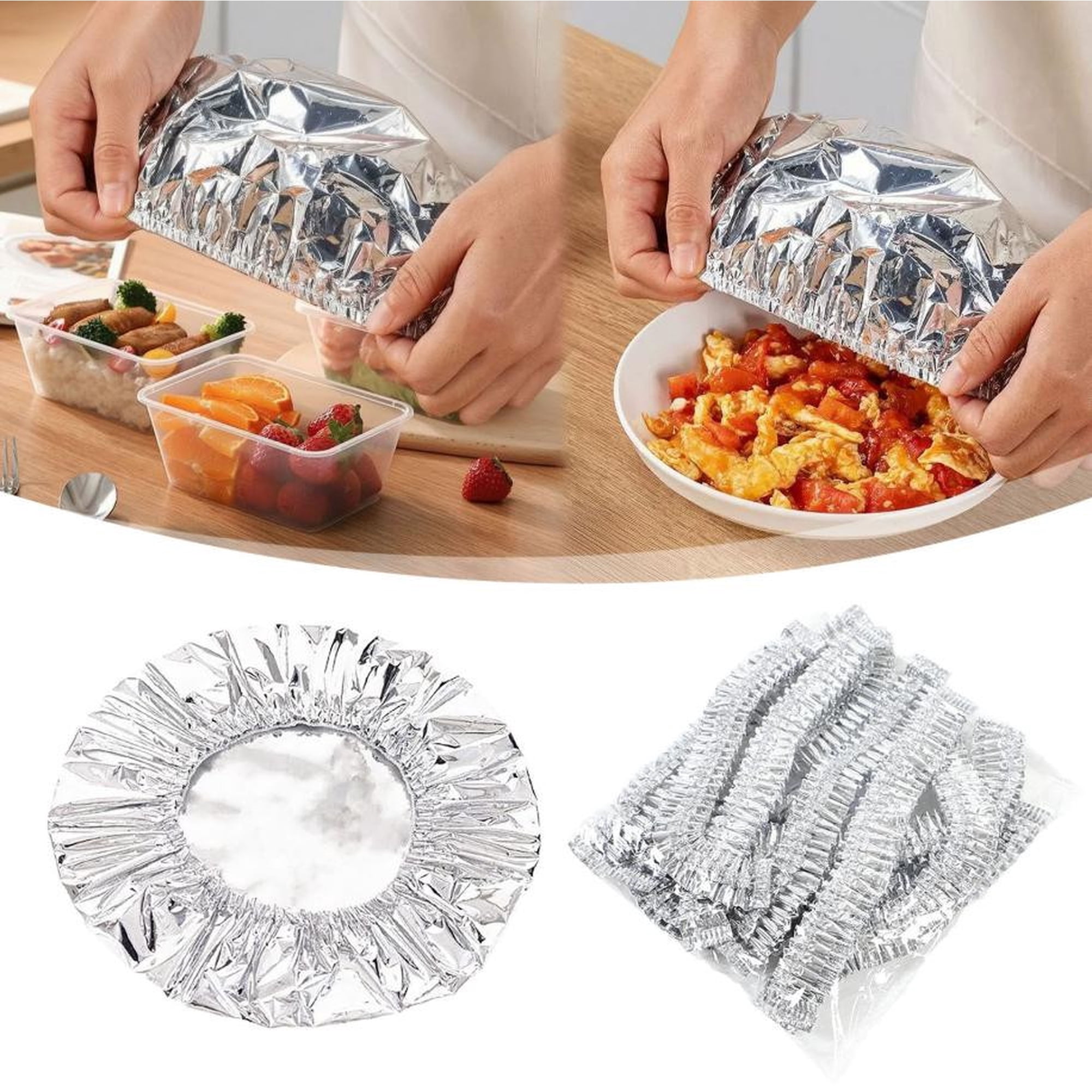 120 Pack Insulated Elastic Aluminum Food Container Covers 8.7 Reusable Stretch Bowl Plate Lids Heat-Keeping Washable Dish Wraps for Daily Kitchen Picnic Outdoor Catering & Leftover Storage