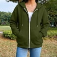 thumbnail image 2 of SUXIAN Zip up Hoodie Solid Color Long Sleeve Soft Lined Pockets Relaxed Breathable Jacket Womens Zip up Hoodies XXXL, 2 of 7