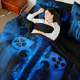 thumbnail image 4 of Castle Fairy Boys Video Game 7-Piece Full Abstract Lightsaber Black Blue Ultra Soft Bedding Comforter Set, 4 of 8