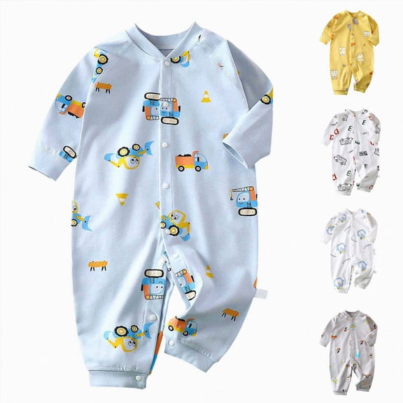 sdbrld Baby Boy Clothes Unisex Romper Sleepwear Long Sleeve Pajamas Spring Summer Fall Winter Loungewear Gifts for Newborn Infant Blue Sizes 12-18 Months
