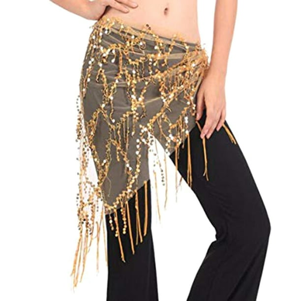 Minnieouse Lady Belly Dance Hip Bufanda Accesorios Bellydance Cintura Traje Nylon Malla Hilo Suministros de belleza Rendimiento Azul Cinturones Amarillo Minnieouse PS15803-03