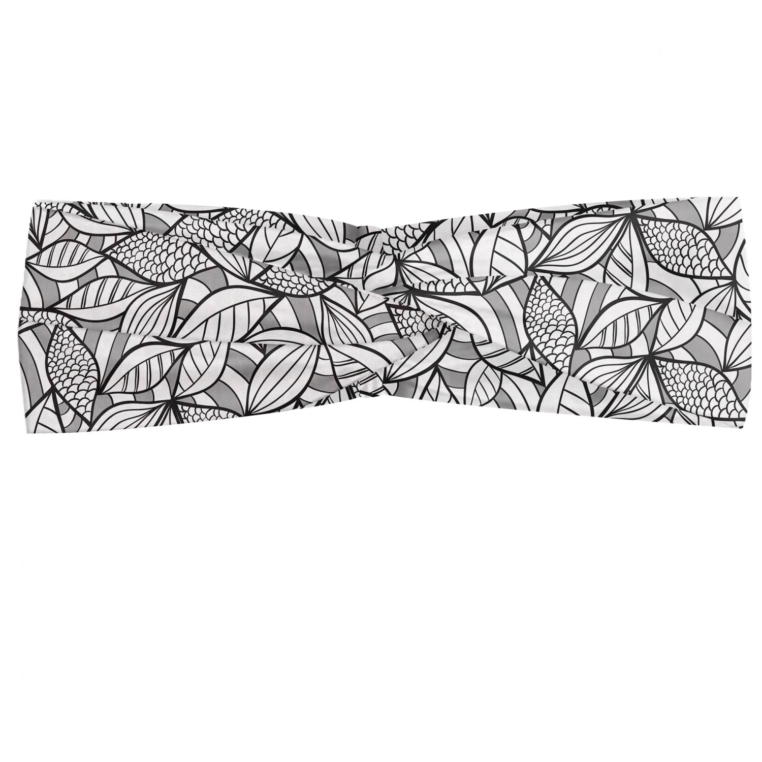 Leaves Headband, Abstract Foliage Pattern with Scales Lines Design ...