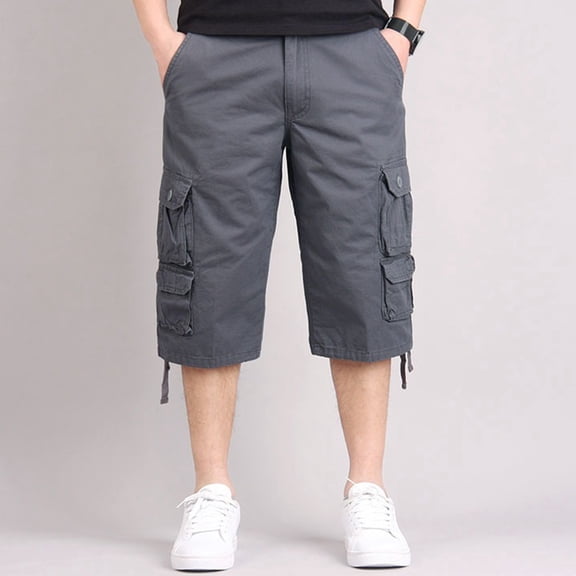 Conairie Men Cargo Shorts Casual Capri Stretch Work Shorts Lightweight Summer Hiking Shorts with Multi Pockets Grey 29