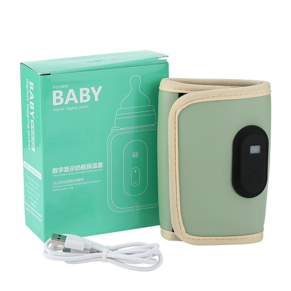 USB Baby Milk Warmer Water Warmer Bottle Heater Travel Stroller Insulated Bag Baby Nursing Safe Kids Supplies for Outdoor Winter (green)