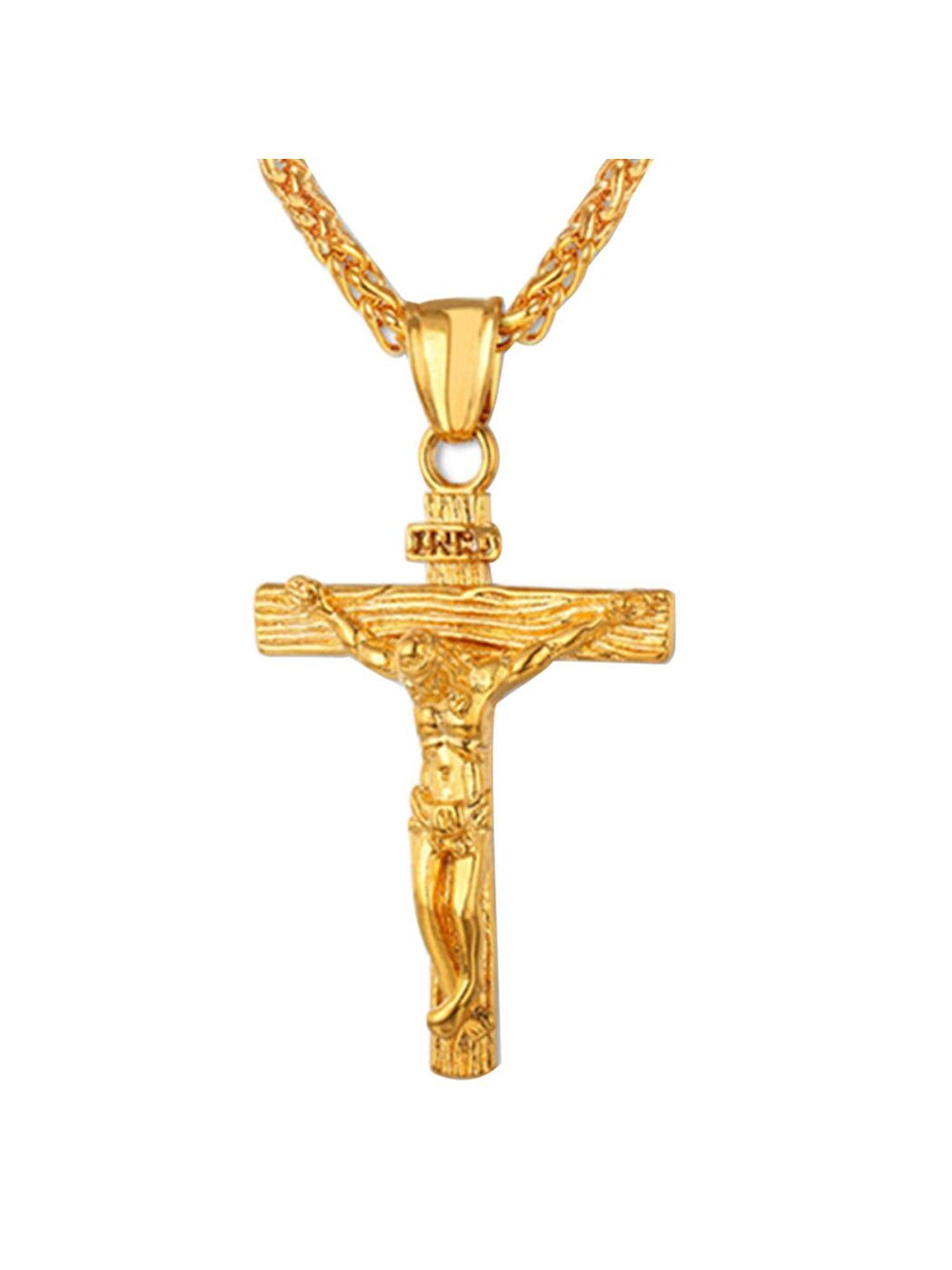 Women Alloy Jesus Cross Pendant Chain Necklaces Party Jewelry Caroj