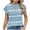 Sky Blue, variant on ABATAB Women's Striped Sweater Tops Short Sleeve Crew Neck Color Block Tee Knitted Casual Loose Trendy Pullover T-Shirt