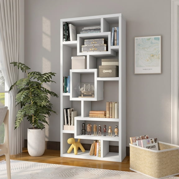 Tribeca 16-Shelf Versatile Wood Bookcase, White