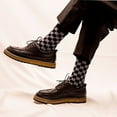 thumbnail image 2 of Men's Checked Geometric Pattern Novelty Crew Socks, Size 8 to 13, Black / Charcoal, 2 of 6