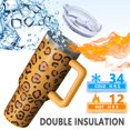 thumbnail image 5 of 40oz Tumbler with Handle and Straw, Vacuum Insulated Stainless Steel Travel Mug, Fits Car Cup Holder, Animal Print, 5 of 6