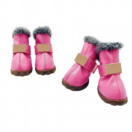 GASTROPOD Dog Shoes Waterproof Anti-Slip Winter Dog Boots for Winter Multi-Color Dog Rain Boots 4.5x3.5cm Pink