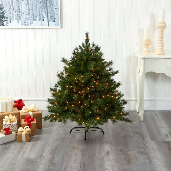 4ft. Wyoming Mixed Pine Artificial Christmas Tree with 250 Clear Lights and 462 Bendable Branches
