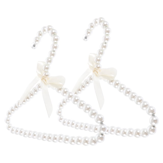 Percha decorativa para ropa con forma de gato: elegante percha con cuentas de perlas para ropa, vestidos, abrigos, organizador de almacenamiento para armario, perchero seco para niños, 2 piezas