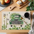 thumbnail image 2 of Saint Patrick's Day Placemats Set of 8, Green Truck Leaves Floral Farmhouse Placemats for Dining Table, Place Mats for Kitchen Tabletop, Waterproof Wipeable Dining Table Mats Set, 2 of 9