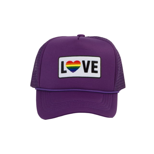 Gravity Threads LGBTQ+ Love Rainbow Heart Patch Trucker Hat - Purple