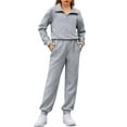thumbnail image 5 of Arshiner Girls 2 Piece Outfits Sweatsuit Set Half Zip Lapel Collar Long Sleeve Sweatshirt Sweatpant Tracksuit Sets, 5 of 8