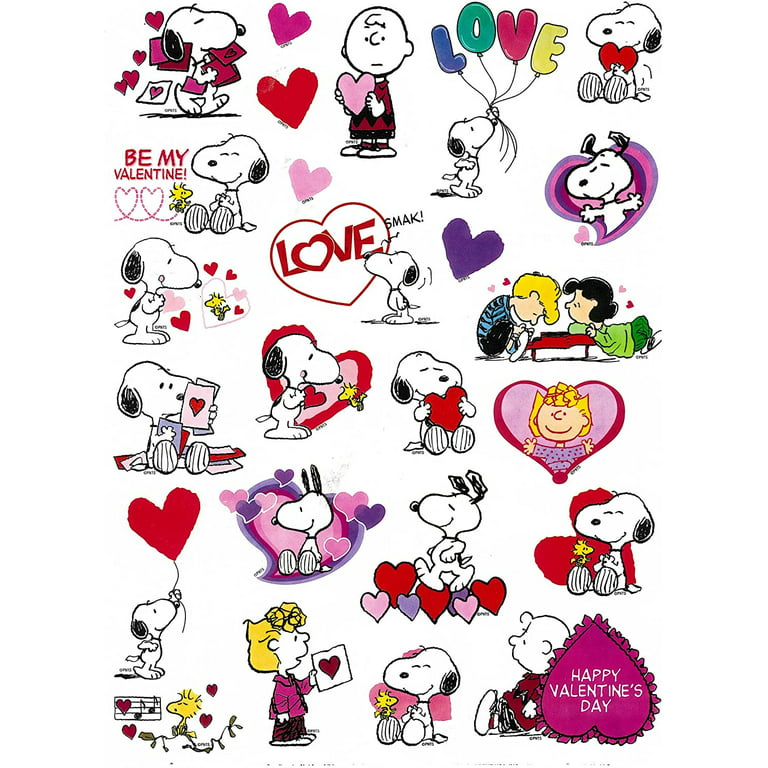 Peanuts by Schulz Peanuts Valentine Stickers with Snoopy 25 Stickers