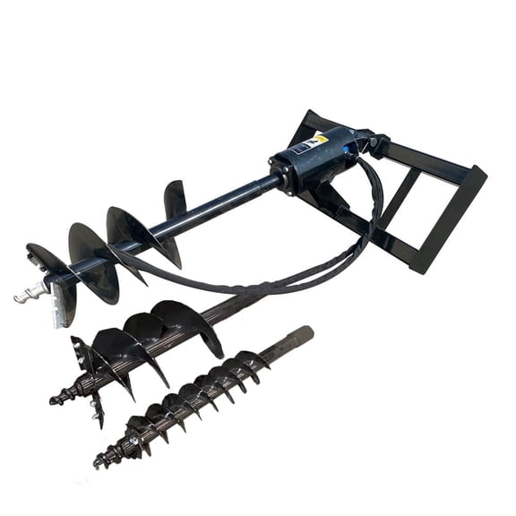 AGT Skid Steer Post Hole Drive Attachment with 6", 12",  14" Diameter Hydraulic Auger, 48” Drilling Depth I AGT-SSECAG- Y
