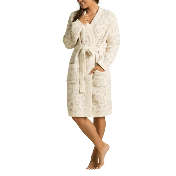 Barefoot Dreams CozyChic Barefoot in The Wild Robe, Cream/Stone, LG