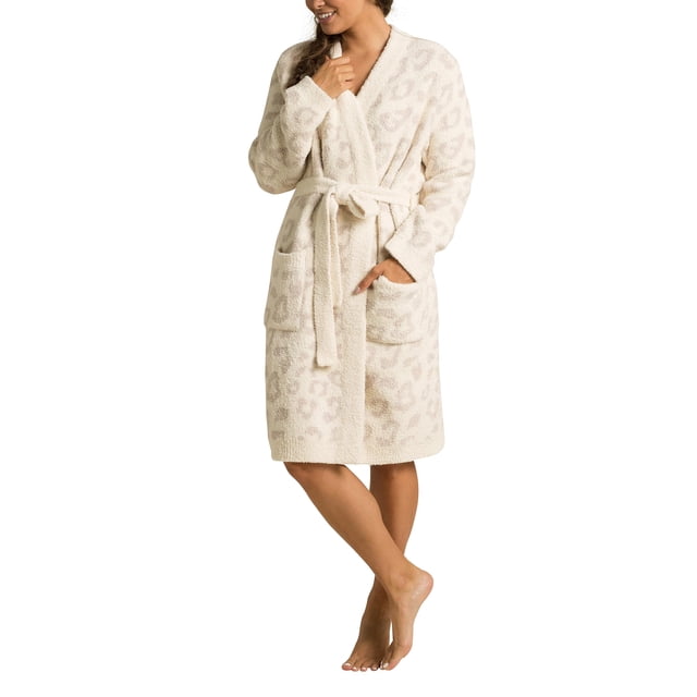 Barefoot Dreams CozyChic Barefoot in The Wild Robe, Cream/Stone, LG