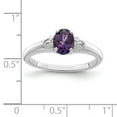 thumbnail image 2 of White Sterling Silver Ring Band Gemstone Amethyst Oval Purple Diamond, 2 of 2