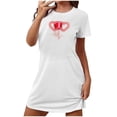 thumbnail image 1 of Jgppe Robe de Nuit pour Femmes Saint-Valentin Imprimée Manches Courtes Col Rond, 1 of 3