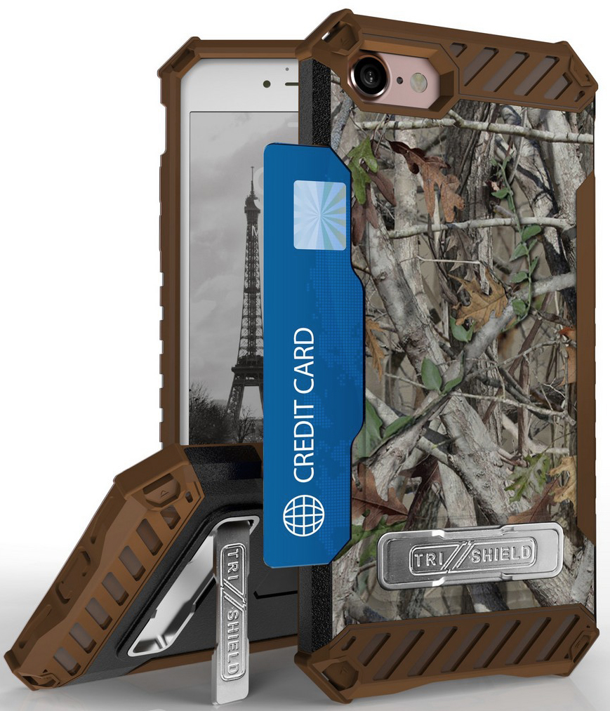 Case for iPhone SE 2020, Autumn Camouflage Tree Leaf Real Woods Rugged Camo Cover [Kickstand ...