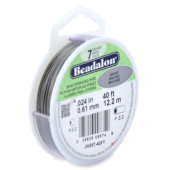 Beadalon 0.61mm Bright 7 Strand Bead Stringing Wire, 12 Pack
