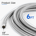 thumbnail image 2 of 6 ft Refrigerator Water Ice Maker Supply Line, 1/4 Inch Compression Stainless Steel Ice Maker Hose Connector, for Small Residences with Short Distance, 2 of 7