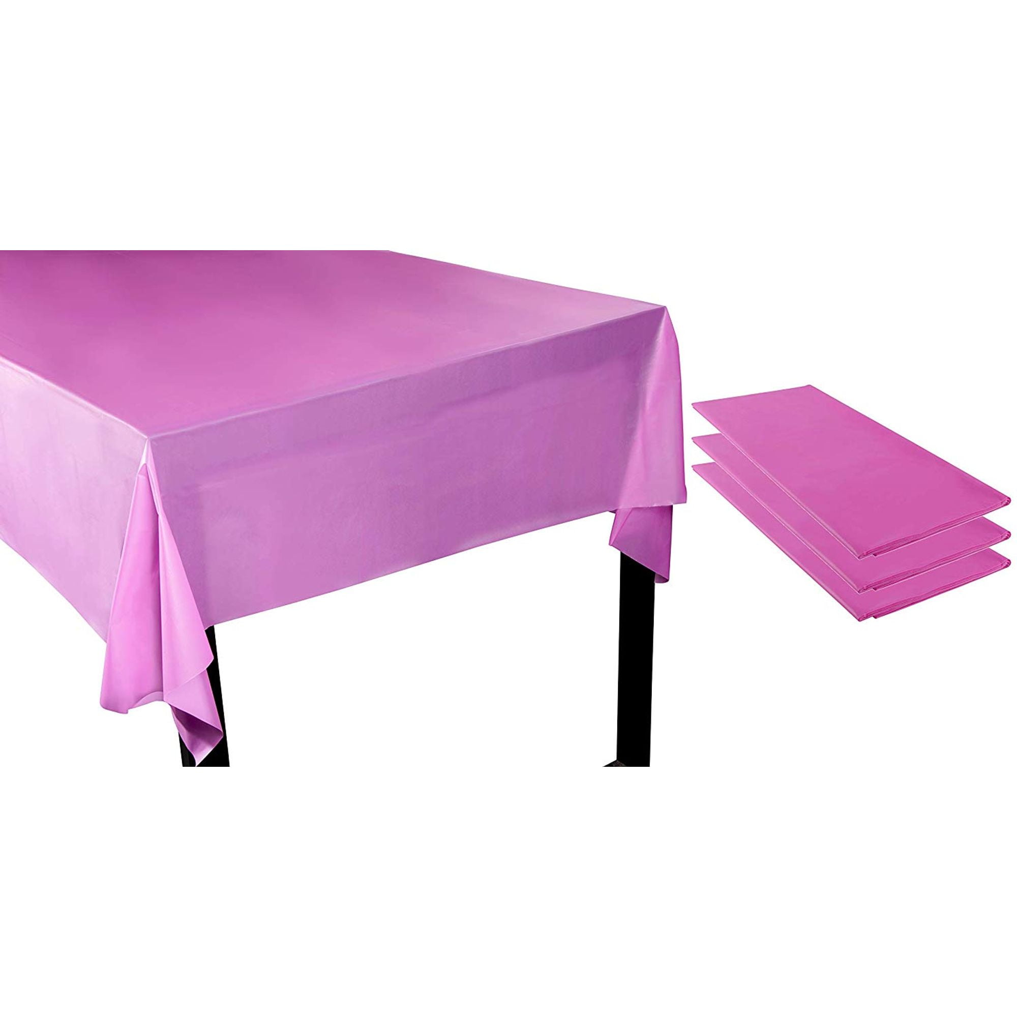 Fuchsia Pink Plastic Tablecloth 3Pack 54 x 108Inch Rectangular