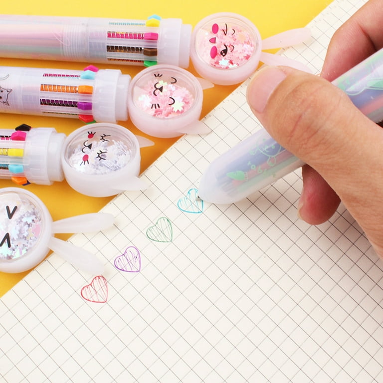 Ten-Color Ballpoint Pen Color Press Ball Pen Cartoon Cute Marker