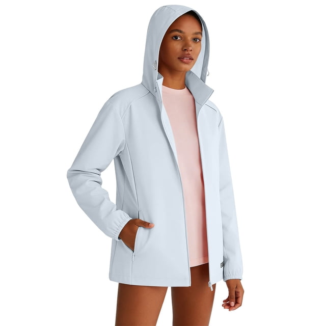 lcziwo Womens Lightweight Sun Hoodie UPF 50+ Long Sleeve Jacket with Zipper Pockets Breathable Outdoor Workout Rash Guard,Blue,XXL