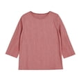 thumbnail image 2 of GERsome Women's Striped Shirts 3/4 Sleeve Crew Neck Comfy Cotton Linen Casual T-Shirts Loose Fit Red L, 2 of 5