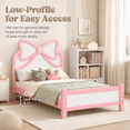 thumbnail image 5 of Miniyam Twin Size Kids Platform Bed with Bow-Shaped Headboard, Wood Bed Frame, Pink, 5 of 7