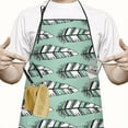 thumbnail image 2 of Based Black and White Geometric Feather Apron-Garden Aprons for Women with Pockets-Cotton Linen Waterproof Kitchen Cooking Gardening Aprons Adjustable for Kitchen,Cooking,BBQ and Salon 33x27 Inch, 2 of 7