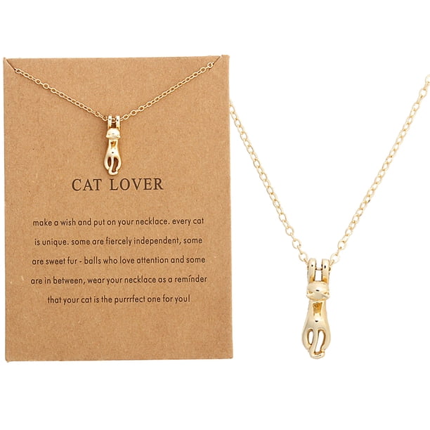 Fashion Jewelry Cute Cat Lover Collar Colgante para Mujeres Regalo para Mujeres Oro Plata Colgante Gato Collar Cadena Corta