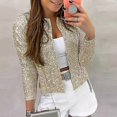 thumbnail image 3 of Blazer de Fête Décoration à Sequins Col Rond Manches Longues Ajusté Cardigan Déguisement Mode Urbaine Femmes Op, 3 of 5