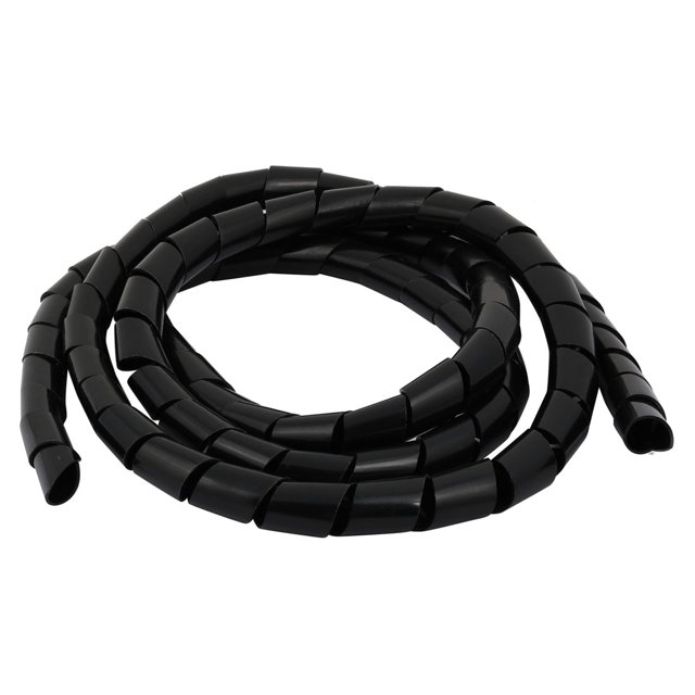16mm de diámetro Tubo Flexible de envoltura de Cables en espiral Orden de Cables negro de 2Metro de largo Unique Bargains Tubo termoretráctil
