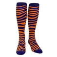 thumbnail image 2 of Mk Socks Tiger, Zebra, Cat Stripes Long Baseball, Football, Soccer Socks - Navy Orange (XL), 2 of 3
