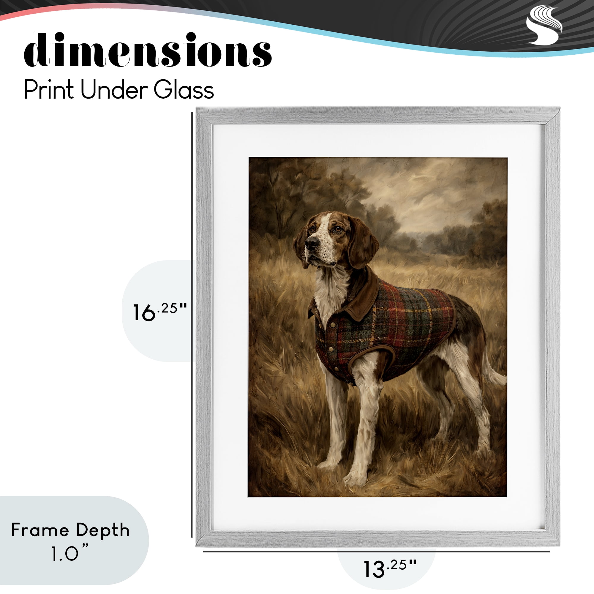 Stupell Industries Hunting Days Plaid Jacket Hound Gray Framed Print Under Glass, design by Kim Allen